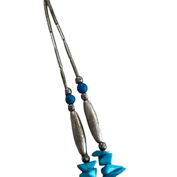 Vintage Silver and Turquoise Double Strand Beaded Necklace - Picture 8 of 10